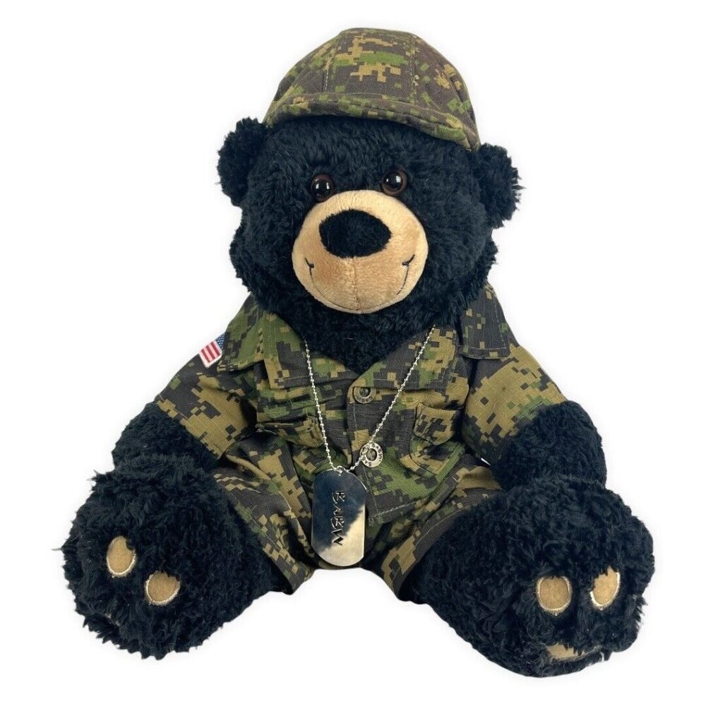 Bear Digital Camo Black Bear Army Dog Tags Camouflage Plush Stuffed Toy Retired - Picture 7 of 8